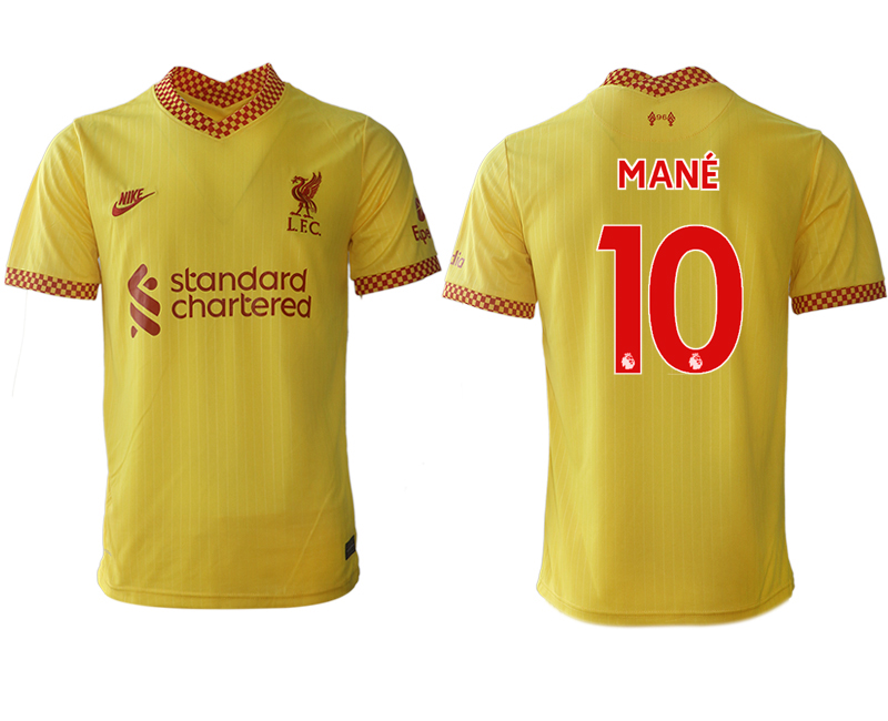 Men 2021-2022 Club Liverpool Second away aaa version yellow #10 Soccer Jersey->customized soccer jersey->Custom Jersey
